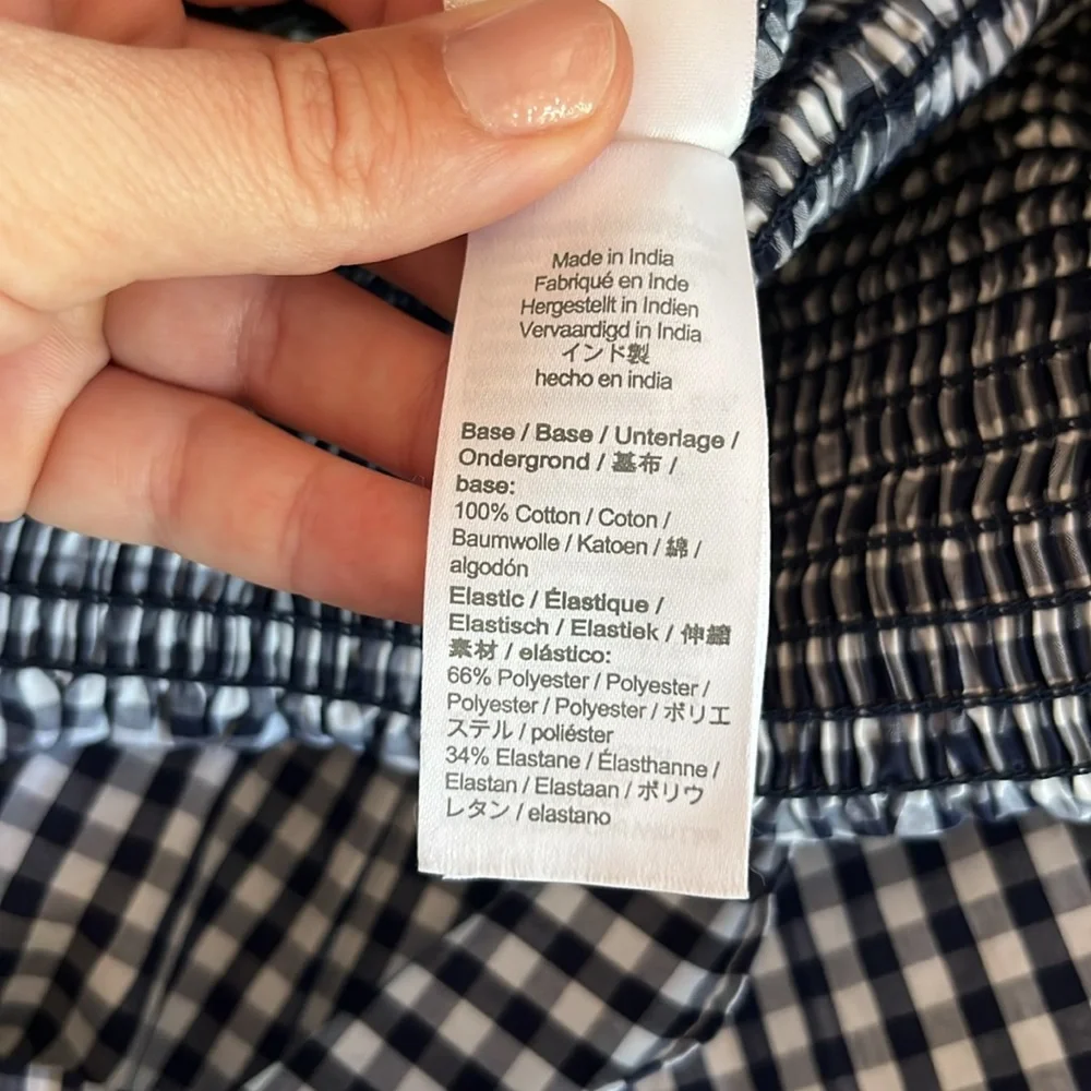 J Crew Smocked midi skirt in gingham size 6